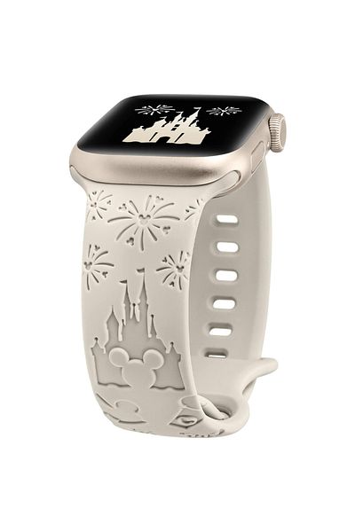 REDz Accessories Curea Disney Castle pentru Apple Watch, reglabilă, silicon, Starlight - 38/40/41 mm