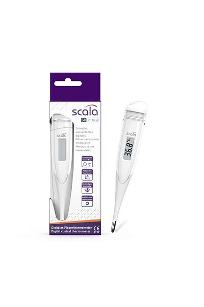 Scala Digital Medical Thermometer With Flexible Tip And Measurement In 10 Seconds, White, Sc28 Flex