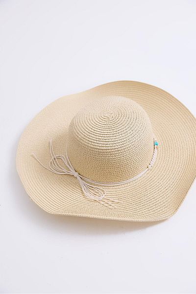 Raneel Kazançlı Alışveriş Large Brim Straw Beach Pool Hat Beige