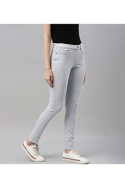 Go Colors Women's Solid Aqua Super Stretch Jeggings