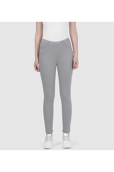Go Colors Women's Cotton Ebony Grey Jeggings