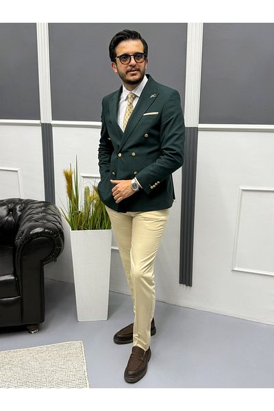 Avni Ceylan Italian Style Double-Breasted Suit Special Edition Khaki