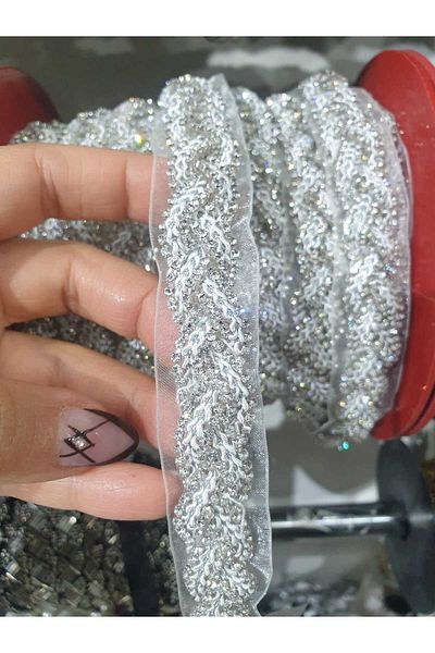 ESRA ŞELEM Tulle Piping Stone Decorative Ribbon Applique Sewing Accessory Accessory Hobby