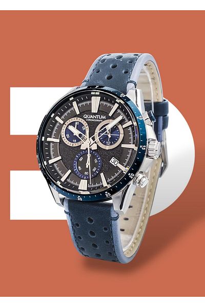 Quantum Original 2 Years Guarantee Active Functions 10 Atm Waterproof Genuine Leather Band Men Wristwatch