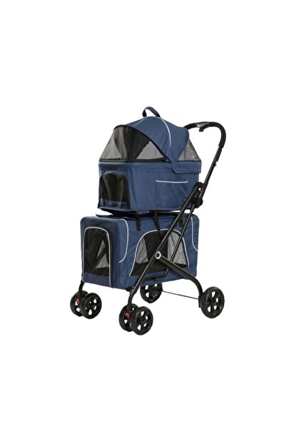 Tommy Çift Katlı Evcil Hayvan Arabası Mavi 66x50x98 Cm Max 30 Kg