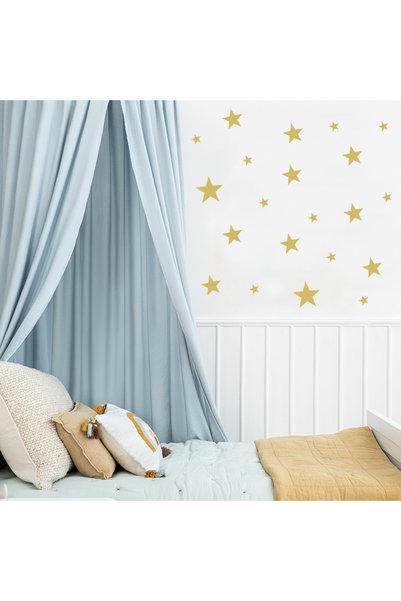 BugyBagy Star Wall Sticker in Gold Color 2.5-5-7.5-10cm Mixed Sizes - 155 Pcs