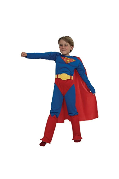 Depox Costum de Superman cu mușchi, pelerină și mască, 5-7 ani, 110-120 cm