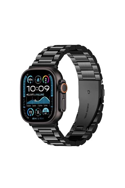 REDz Accessories Curea metalică, oțel inoxidabil pentru Apple Watch 49 mm Ultra 2, aspect clasic, neagră
