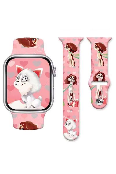 REDz Accessories Love Dogs Strap for Apple Watch, Cartoon Print, Sport and Adjustable, Silicone, Pink - 38/40/41 mm