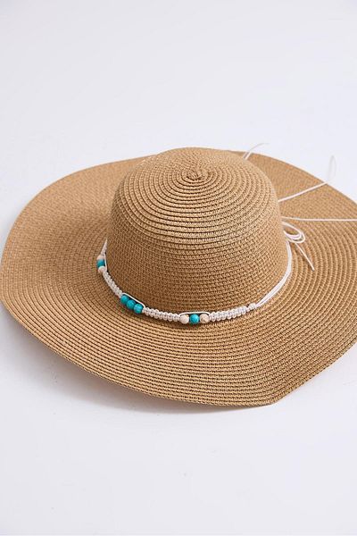 Raneel Kazançlı Alışveriş Large Brim Straw Beach Pool Hat Mink
