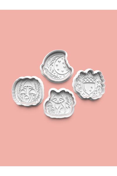 AKTASTORE قالب كوكيز الغابة وقالب عجينة السكر مجموعة من 4 قطع 0867-set