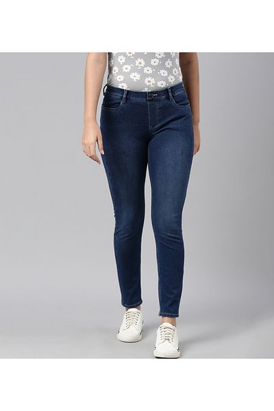 Go Colors Women's Blue Cotton Stretch Jeggings