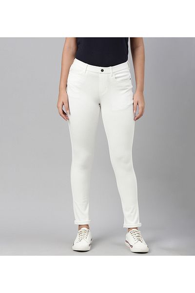 Go Colors Women's Solid White Super Stretch Jeggings