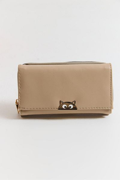 Raneel Kazançlı Alışveriş Zippered Large Size Wallet Mink with Metal Accessories