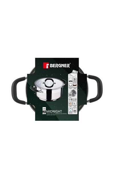 Bergner Stainless steel casserole with lid MIDNIGHT 20 cm 2.3 liters