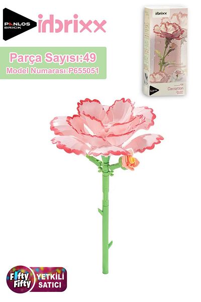 Vagonlife Panlos Inbrixx Series Decorative and Collectible Carnation Flower Model 49 Piece Building Set -Ffp65505