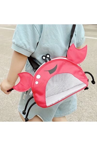 GlassySKY Children's Beach Toy Bag with Mesh Zipper and Crab Figure, Beach Toy, Holiday Sea Beach Bag