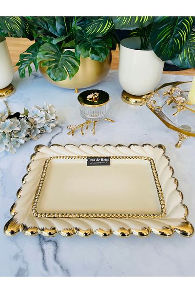 CASA DE BELLA Valonia Gold Large Size Rectangular Presentation Service 36cm