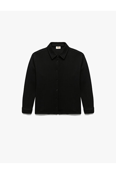 Koton Button down Long Sleeve Cotton Basic Shirt Jacket