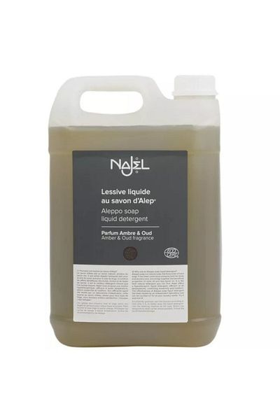 NAJEL Detergent eco lichid, Najel, cu sapun de Alep, aroma ambra si oud, pentru toate tipurile de rufe, 5L