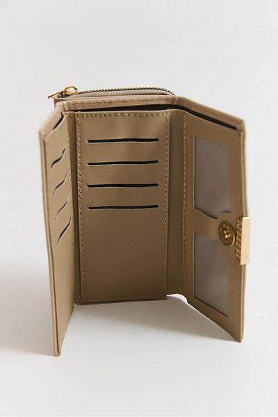 Raneel Kazançlı Alışveriş Zippered Large Size Wallet Mink with Metal Accessories