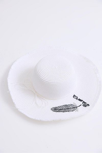 Raneel Kazançlı Alışveriş Large Brim Straw Women's Beach Pool Garden Hat White