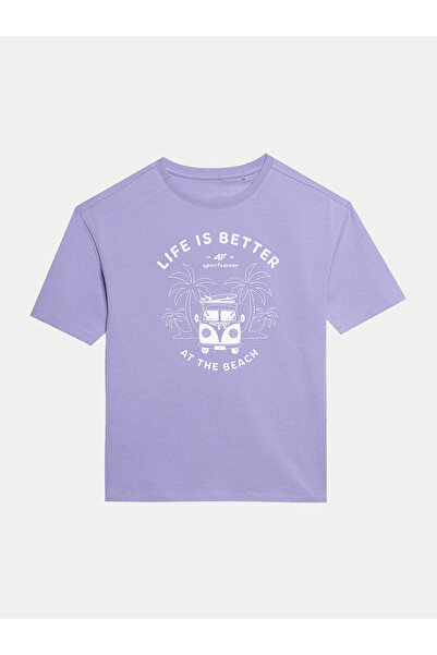 4F Tricou pentru fete 4FJWSS24TTSHF1146 violet
