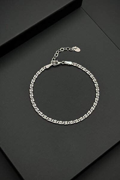 FRNCH 925 Ayar Gümüş İtalyan Model Gümüş Renk Erkek Bileklik FRJ12517-3517-A