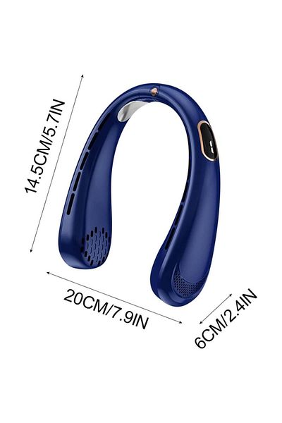 SKYDDAR INNOVATION Ventilator portabil de gât, reglabil, 5 viteze, afișaj digital, USB, SKDR NeckBreeze - Albastru