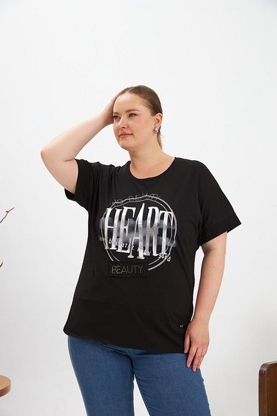 RMG Large Size Printed T-Shirt Black