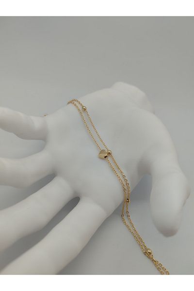 Valora Heart Ball Chain Gold Anklet