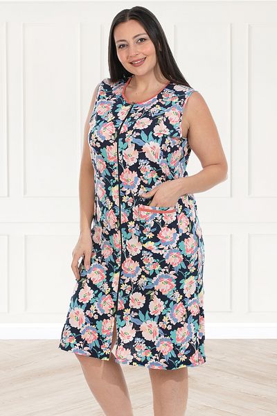 Bella Linda Plus Size Women's Nightgown with Zippered Pockets