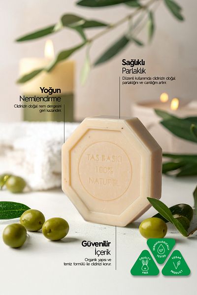Naturix Olive Oil Stone Soap Eco Pack of 5 Moisturizing and Repairing Dry Skin Care - 5X125 Gr