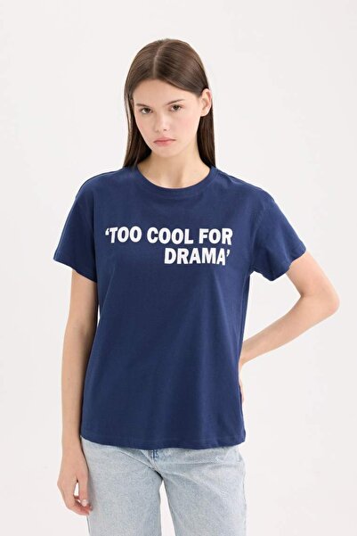 DeFacto Women's Short Sleeve T-Shirt D9605Ax/Nv241 Navy