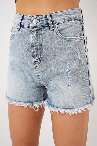 Bigdart Damen-Jeansshorts mit Quasten 5338 – Blau