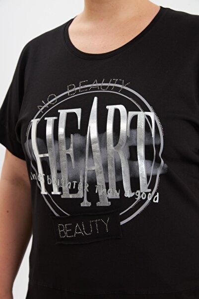 RMG Large Size Printed T-Shirt Black