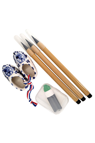 Sanathobi Четка-писалка, вълча козина, резервоар, черни плочки, керамична чет...