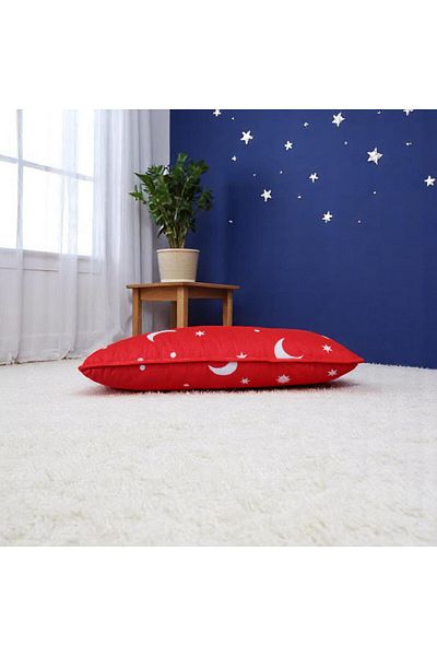 Coneltex Anti-allergic quilted pillow "Moon and Stars" Coneltex, 50 x 70 cm, square, siliconized fiber, red