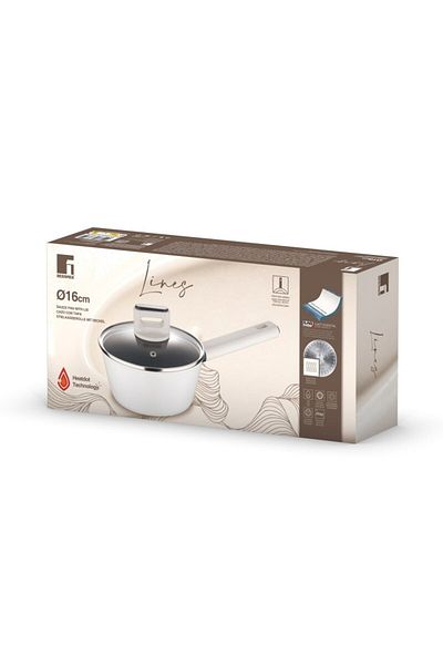 Bergner Saucepan with lid LINES 16 cm gray-white