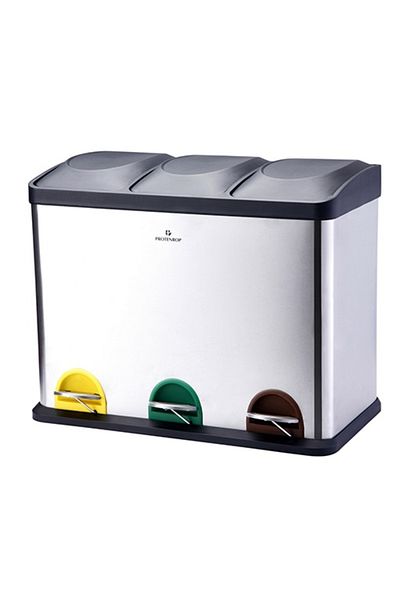 Bergner Coș de gunoi cu pedală pentru deșeuri sortate 45 L oțel inoxidabil