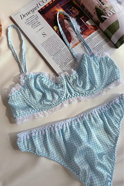 Vera Vibe Bralet Pötikare Saten ve Dantel Detaylı Balenli Tanga İç Çamaşırı T...