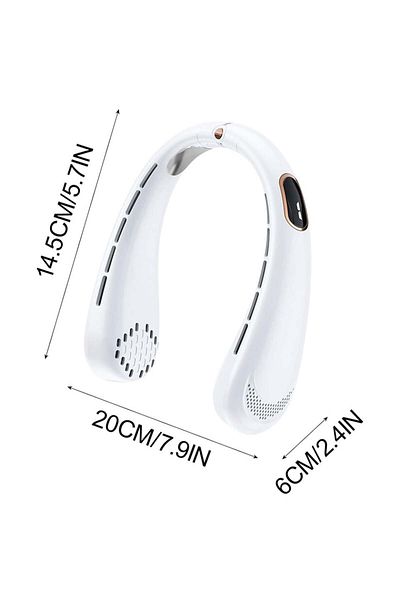 SKYDDAR INNOVATION Portable Neck Fan, Adjustable, 5 Speeds, Digital Display, USB, SKDR NeckBreeze - White