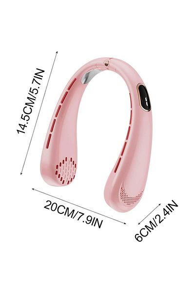 SKYDDAR INNOVATION Ventilator portabil de gât, reglabil, 5 viteze, afișaj digital, USB, SKDR NeckBreeze - roz