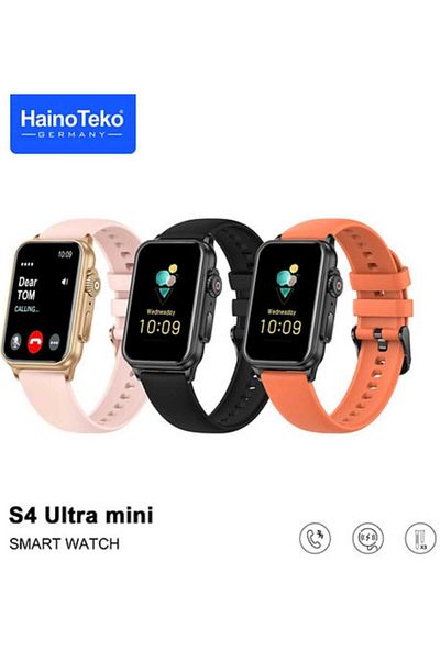 Generic S4 Ultra Mini Smart Watch with AMOLED Screen, Two Silicone Straps, and Wireless Charger