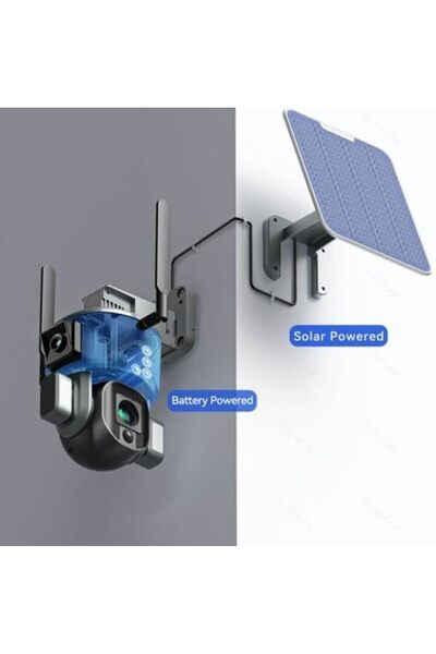 Generic Solar Dual Cameras Ultra Low Power PTZ Battery Camera 4K