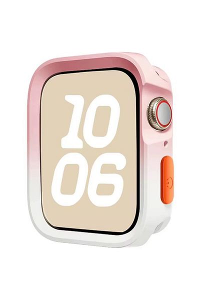 REDz Accessories Soft Bumper Case, Silicone, Pink and White - Apple Watch 42mm Series 10