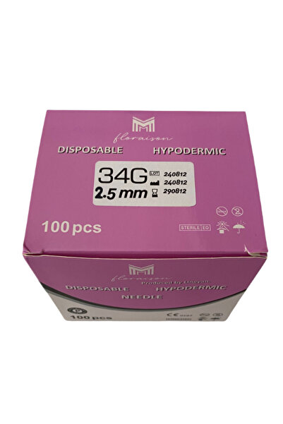 Genel Markalar Mezoterapı Iğne 34G 2,5mm 100 Adet/Kutu