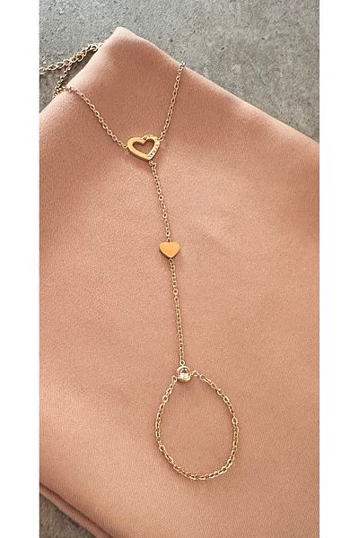 lolajewelry Luxury Steel Gold Color Heart and Zircon Stone Steel Shahmeran