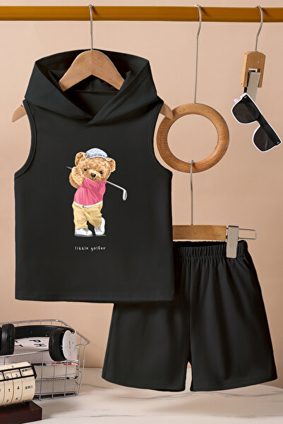 TARZ STİL Tricou cu glugă pentru jucător de golf Bear cu imprimeu Pantaloni scurți 14572