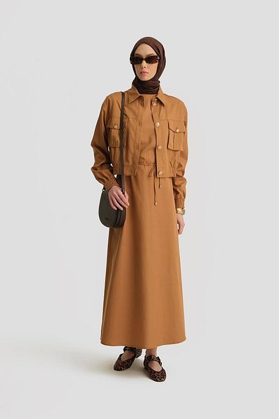 Armine Suit with Bomber Jacket and Inside Dress 25Y6001 Tan